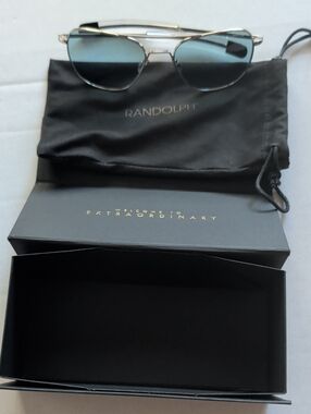 Randolph Engineering Silver Frame Sunglasses with Blue Gradient Lenses